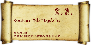 Kochan Mátyás névjegykártya